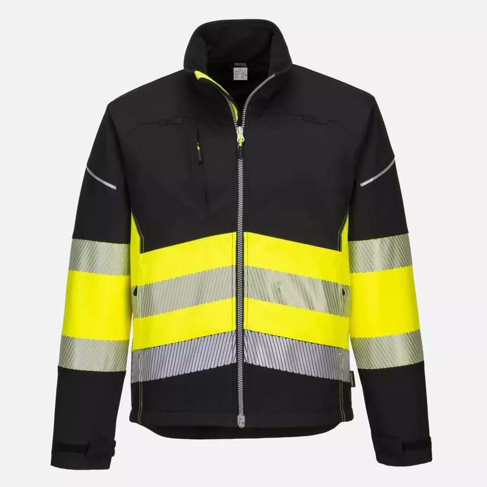 Portwest PW375BKY, PW3 Hi-Vis Class 1 Softshell (3L), Black/Yellow, image 1, gallery thumbnail