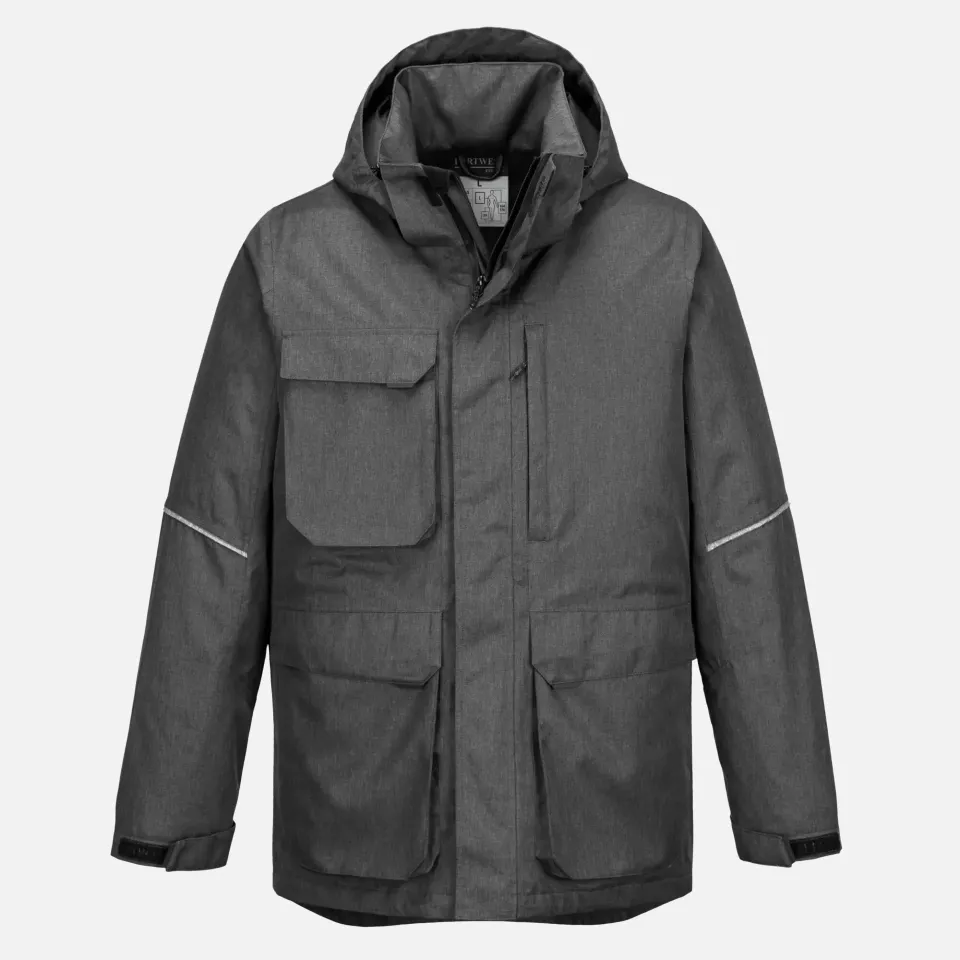 Portwest KX360GMR, KX3 Winter Parka Jacket, Grey Marl, image 1, gallery thumbnail