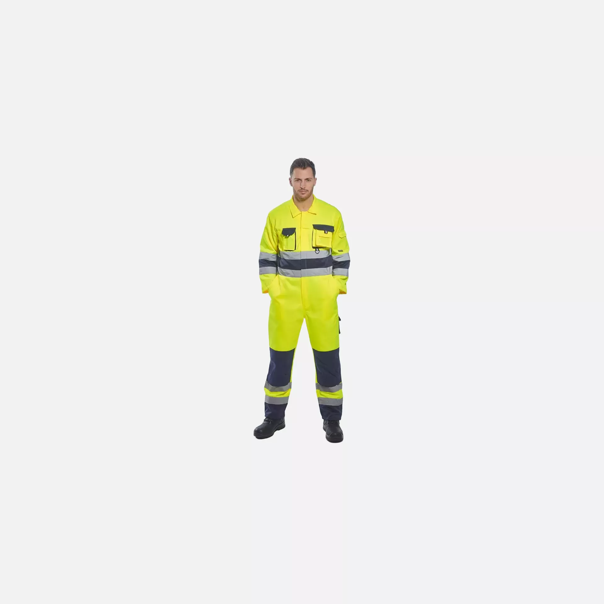 Portwest TX55YNR, Nantes Hi-Vis Contrast Work Coverall, Yellow/Navy, image 5