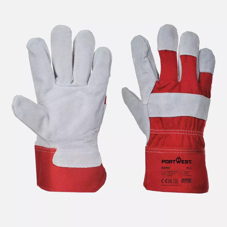 Portwest A220RER, Premium Chrome Rigger Glove, Red, image 3, gallery thumbnail