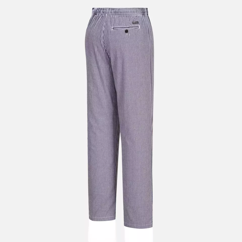 Portwest C079CHR, Chef's Bromley Trousers, Blue Check, image 3, gallery thumbnail
