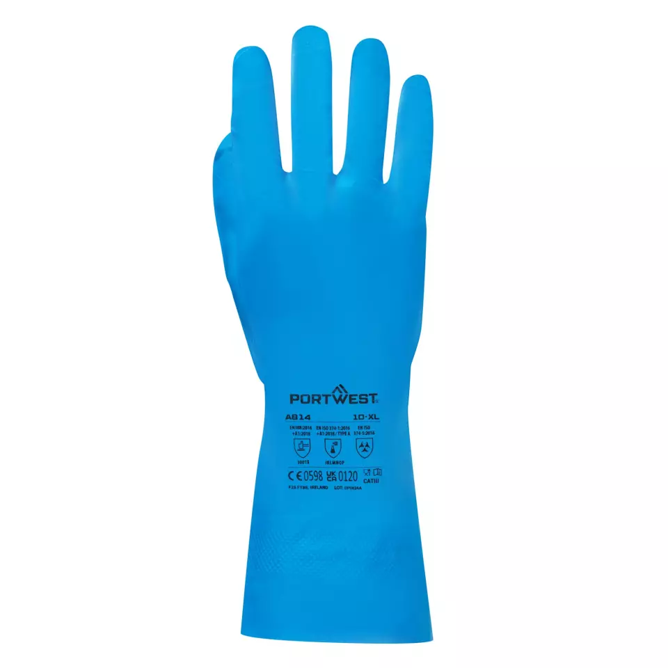 Portwest A814BLU, Food Approved Nitrile Gauntlet, Blue, image 1, gallery thumbnail