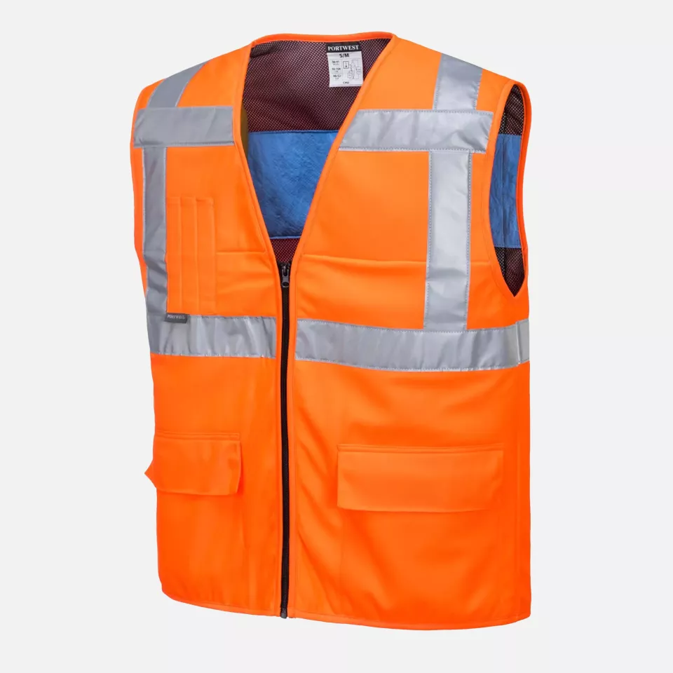 Portwest CV02ORR, Hi-Vis Cooling Vest, Orange, image 3, gallery thumbnail