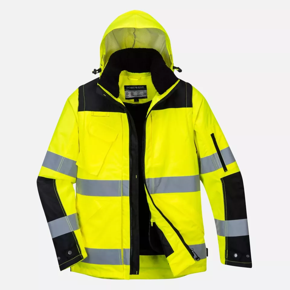 Portwest C469YBR, Hi-Vis 3-in-1 Contrast Winter Pro Jacket, Yellow/Black, image 1, gallery thumbnail