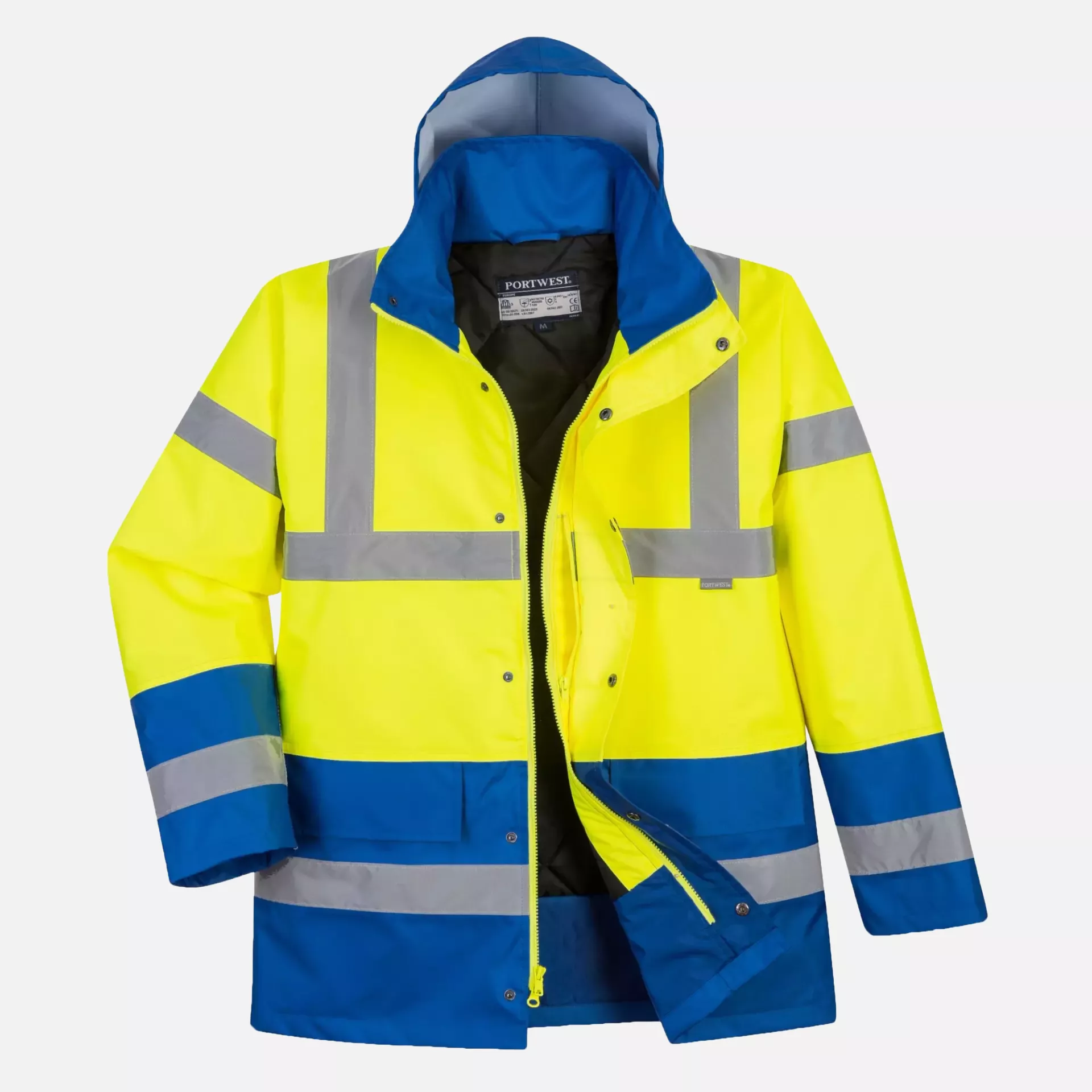 Portwest S466YRB, Hi-Vis Contrast Winter Traffic Jacket, Yellow/Royal, image 3