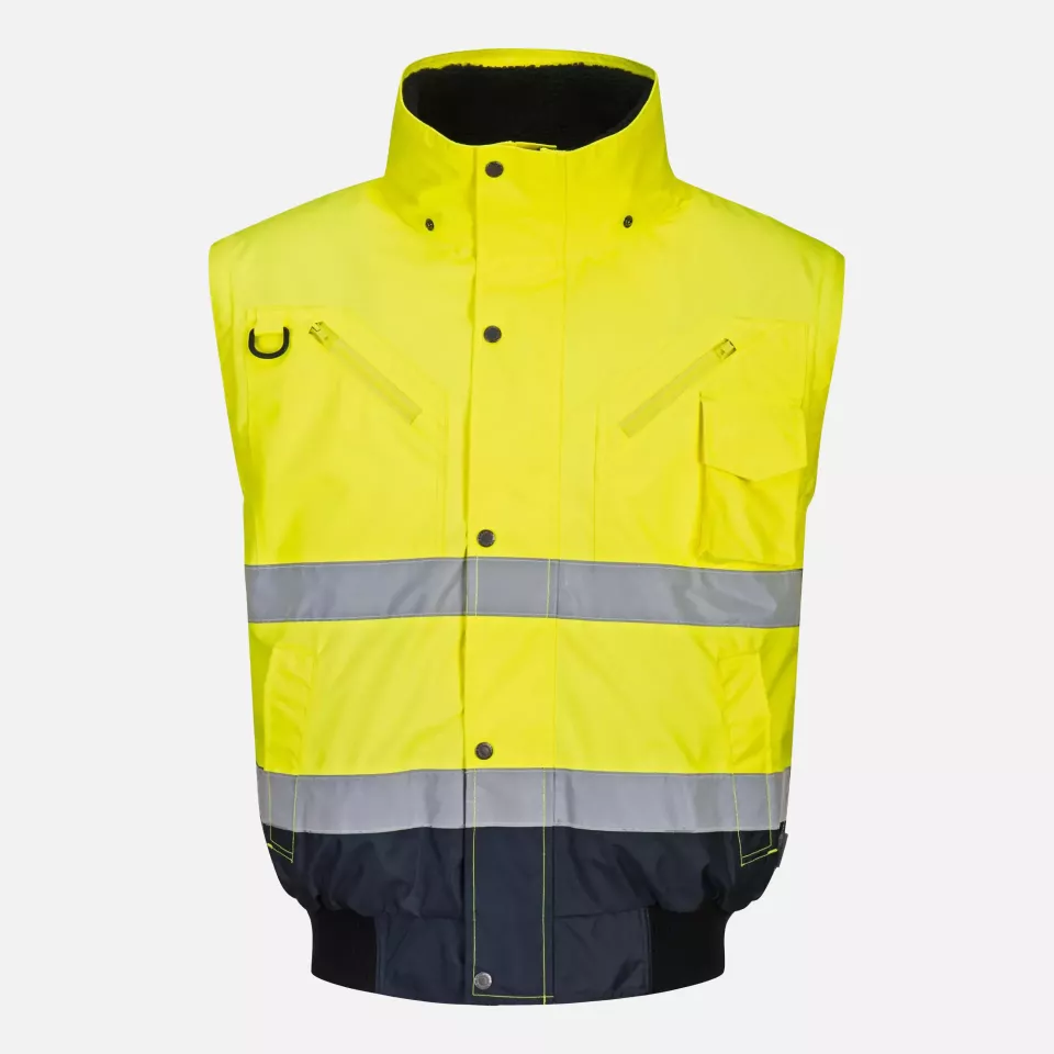 Portwest C465YNR, Hi-Vis 3-in-1 Contrast Bomber Jacket, Yellow/Navy, image 5, gallery thumbnail