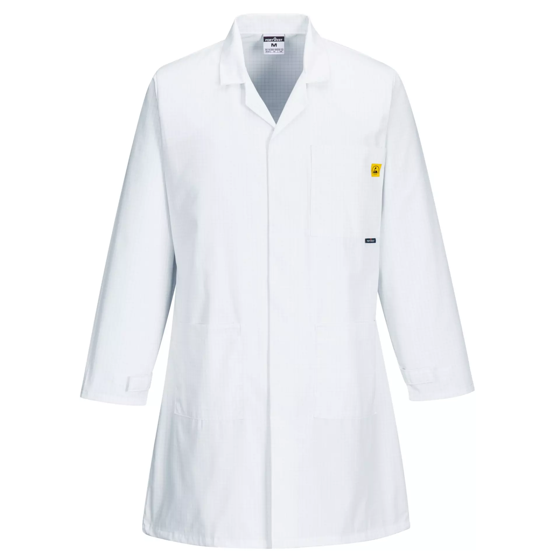 Portwest AS10WHR, Anti-Static ESD Coat, White, image 1