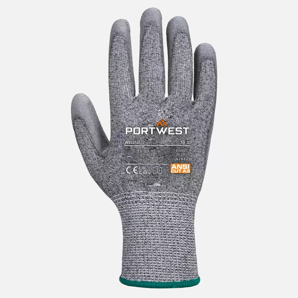 Portwest A622G7R, Cut C13 PU Glove, Grey, image 1, gallery thumbnail