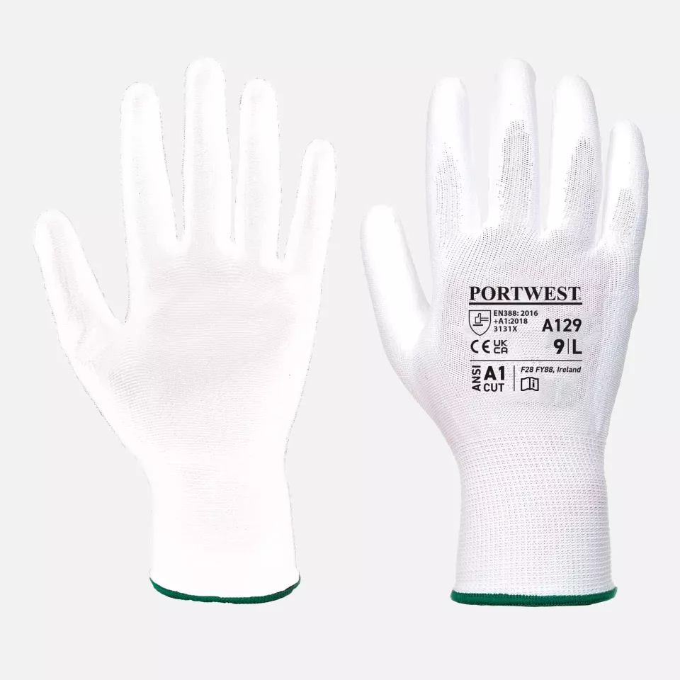Portwest A129WHR, PU Palm Glove - Carton, White, image 1, gallery thumbnail