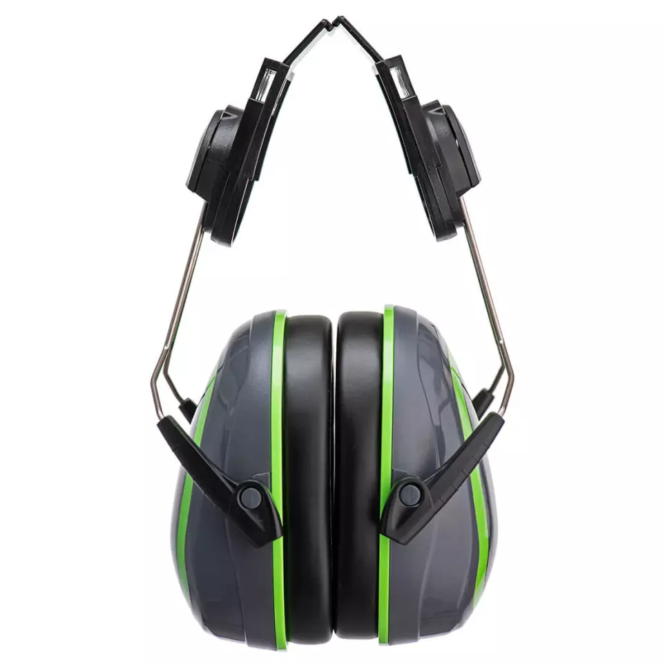 Portwest PW75GGN, HV Extreme Ear Defenders Low Clip-On, Grey/Green, image 1, gallery thumbnail