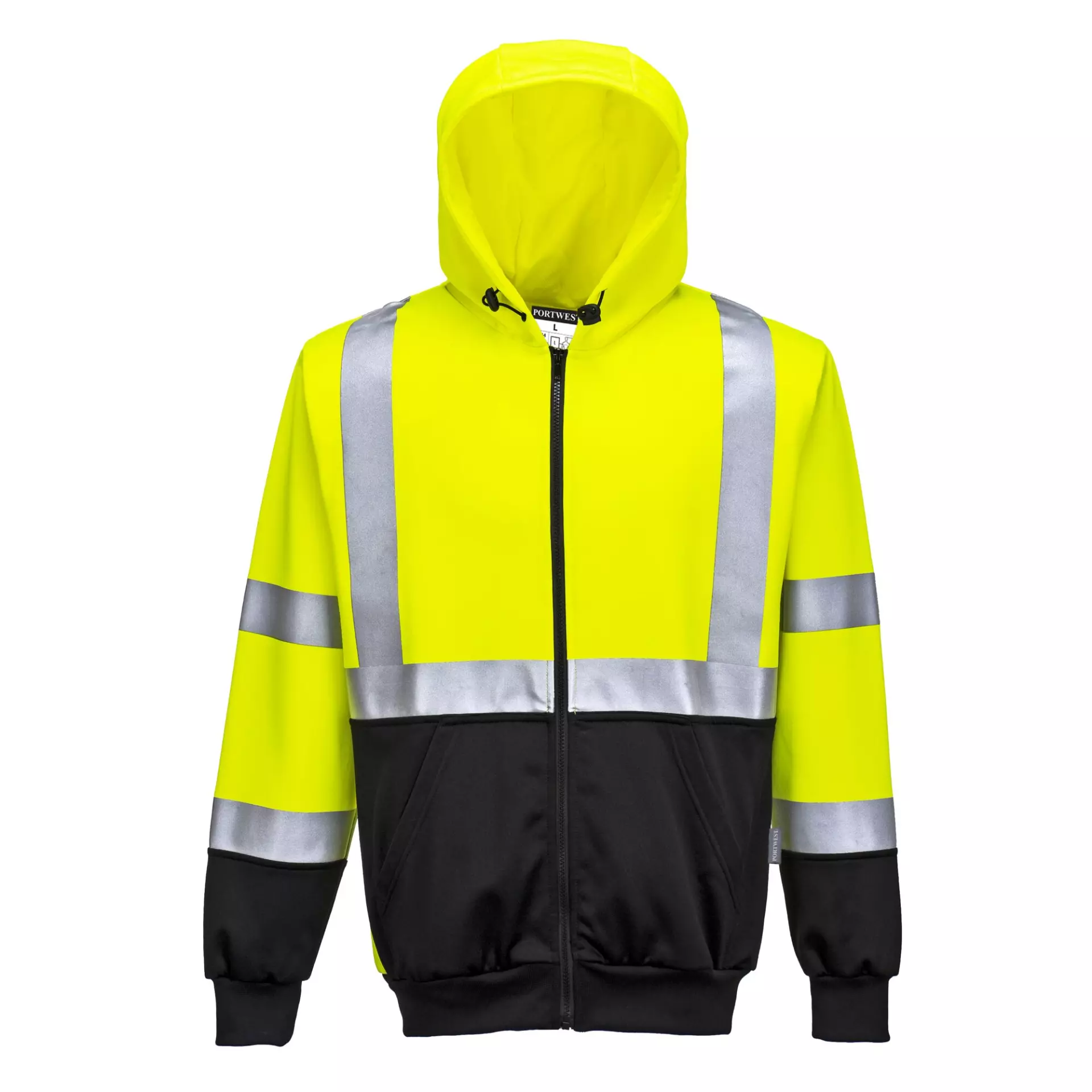Portwest B315YBR, Hi-Vis Contrast Zipped Hoodie, Yellow/Black, image 1