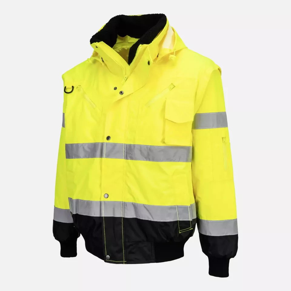 Portwest C465YBR, Hi-Vis 3-in-1 Contrast Bomber Jacket, Yellow/Black, image 3, gallery thumbnail