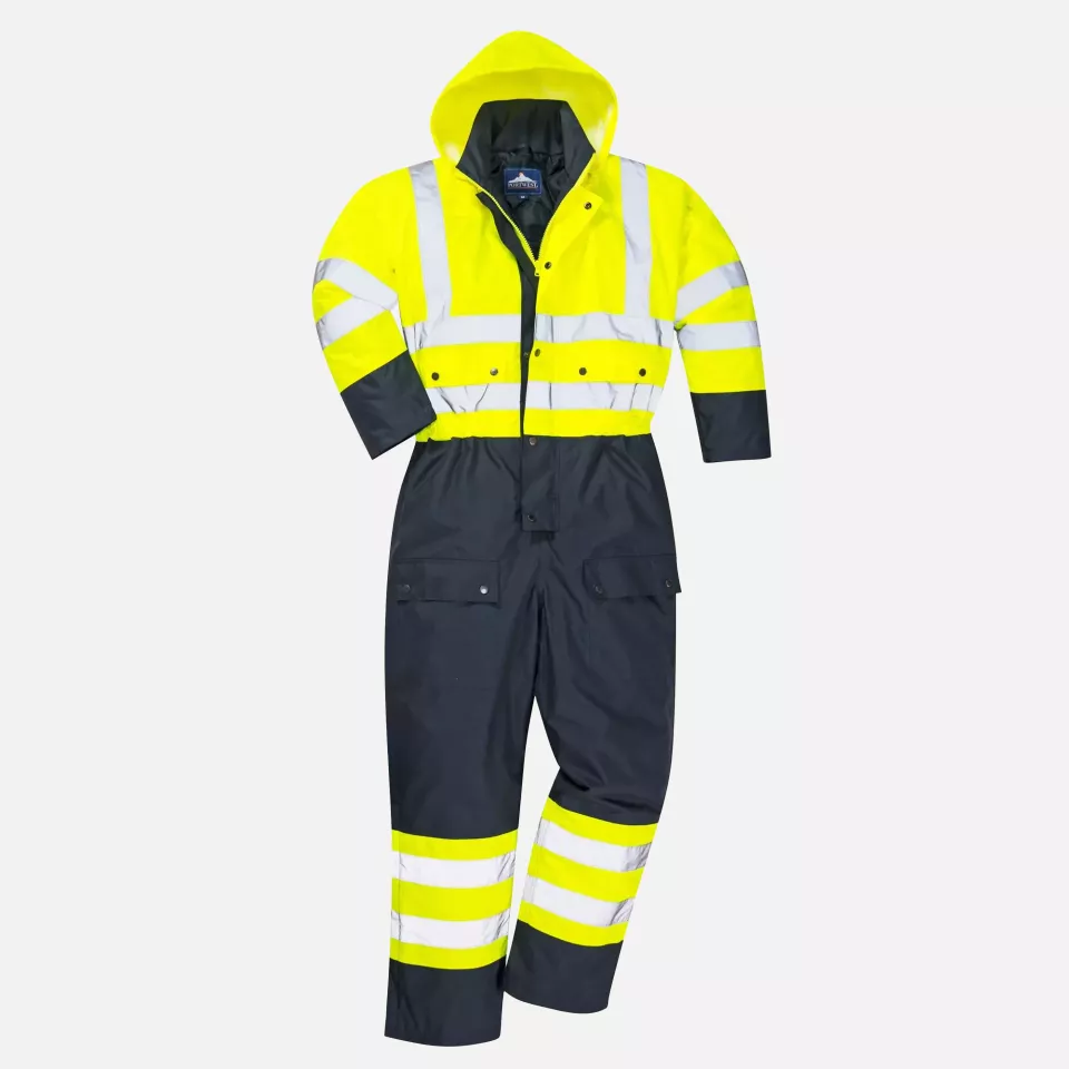 Portwest S485YNR, Hi-Vis Contrast Winter Coverall, Yellow/Navy, image 3, gallery thumbnail