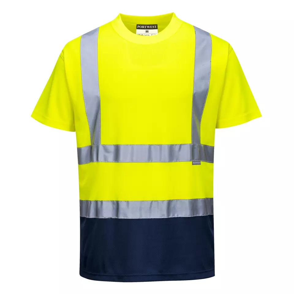 Portwest S378YNR, Hi-Vis Contrast T-Shirt S/S, Yellow/Navy