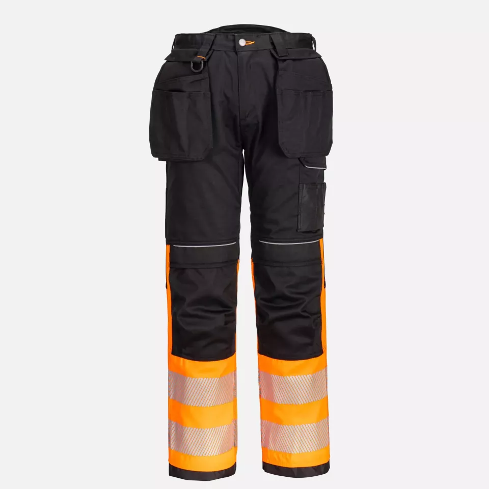 Portwest PW307OBR, PW3 Hi-Vis Class 1 Holster Pocket Trousers, Orange/Black, image 1, gallery thumbnail