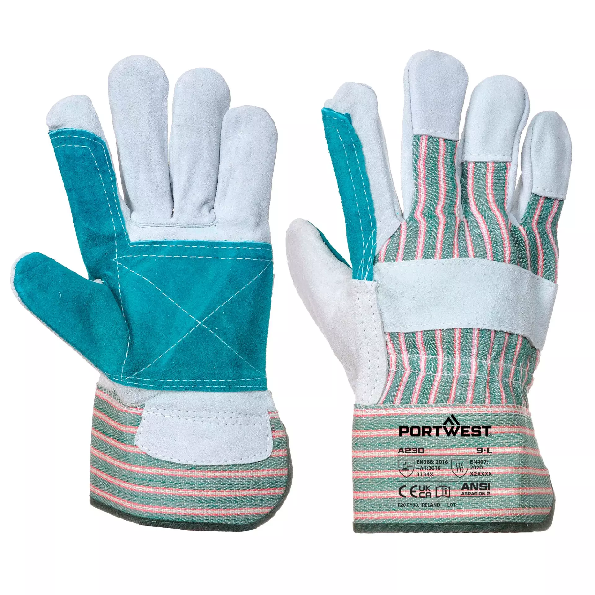 Portwest A230GRR, Double Palm Rigger Glove, Grey, image 3
