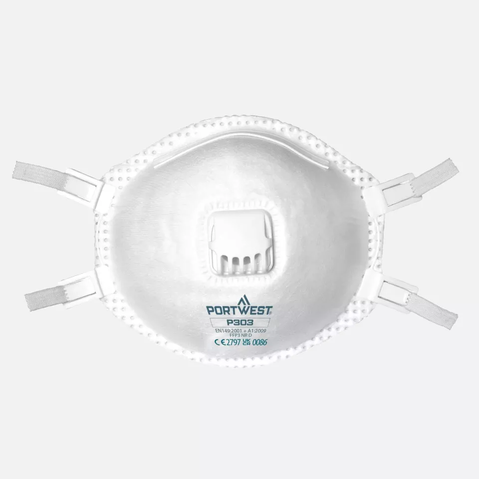 Portwest P303WHR, FFP3 Valved Dolomite Respirator, White, image 1, gallery thumbnail