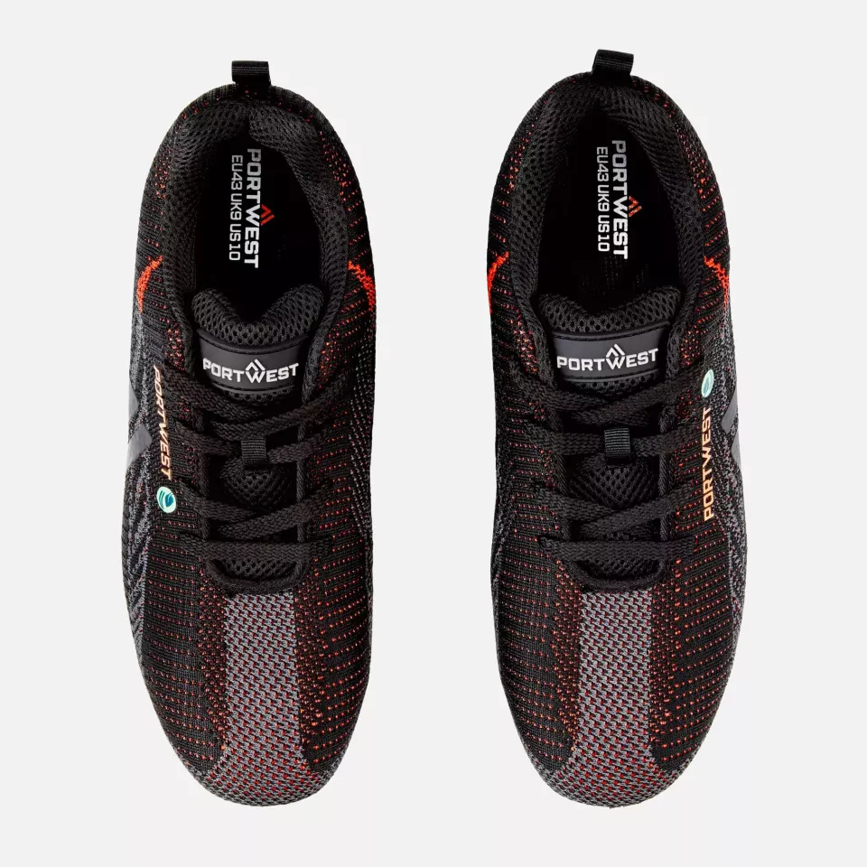 Portwest FC06BKD, Eco Fly Composite Trainer S1PS SR FO, Black/Red, image 3, gallery thumbnail