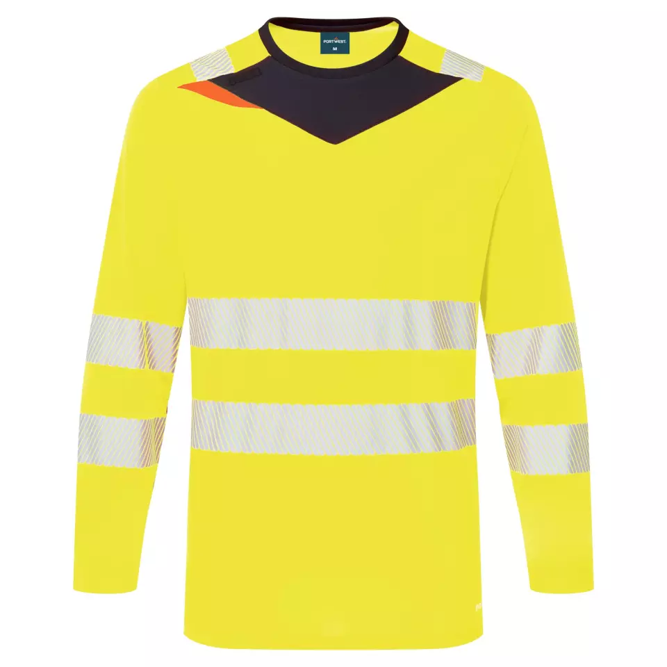 Portwest DX416YBR, DX4 Hi-Vis T-Shirt L/S, Yellow/Black, image 1, gallery thumbnail