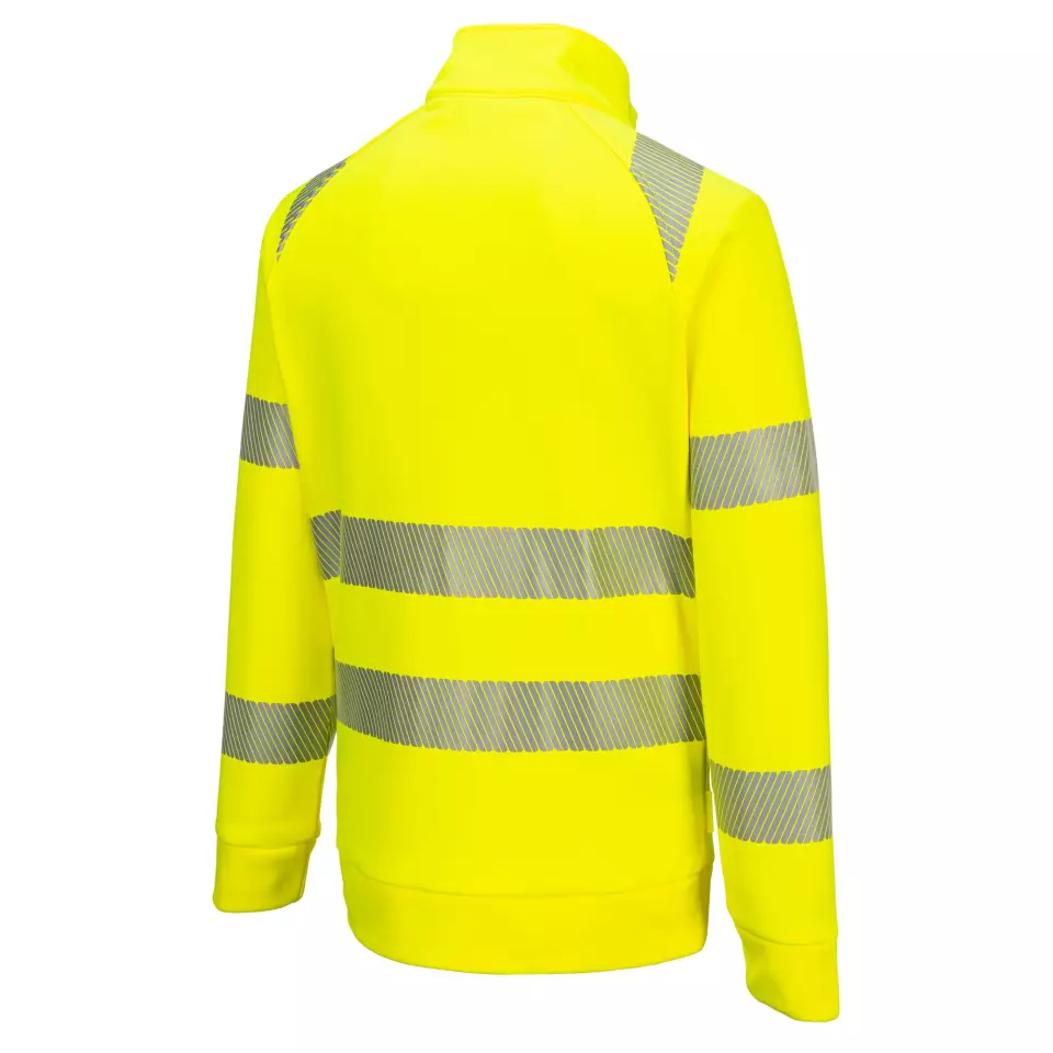 Portwest DX477YBR, DX4 Hi-Vis Funnel Neck Zipped Sweatshirt, Yellow/Black, image 3, gallery thumbnail