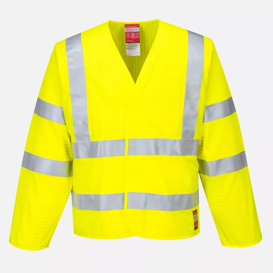 Portwest FR85YER, Hi-Vis Anti Static Jacket - Flame Resistant, Yellow, image 1, gallery thumbnail