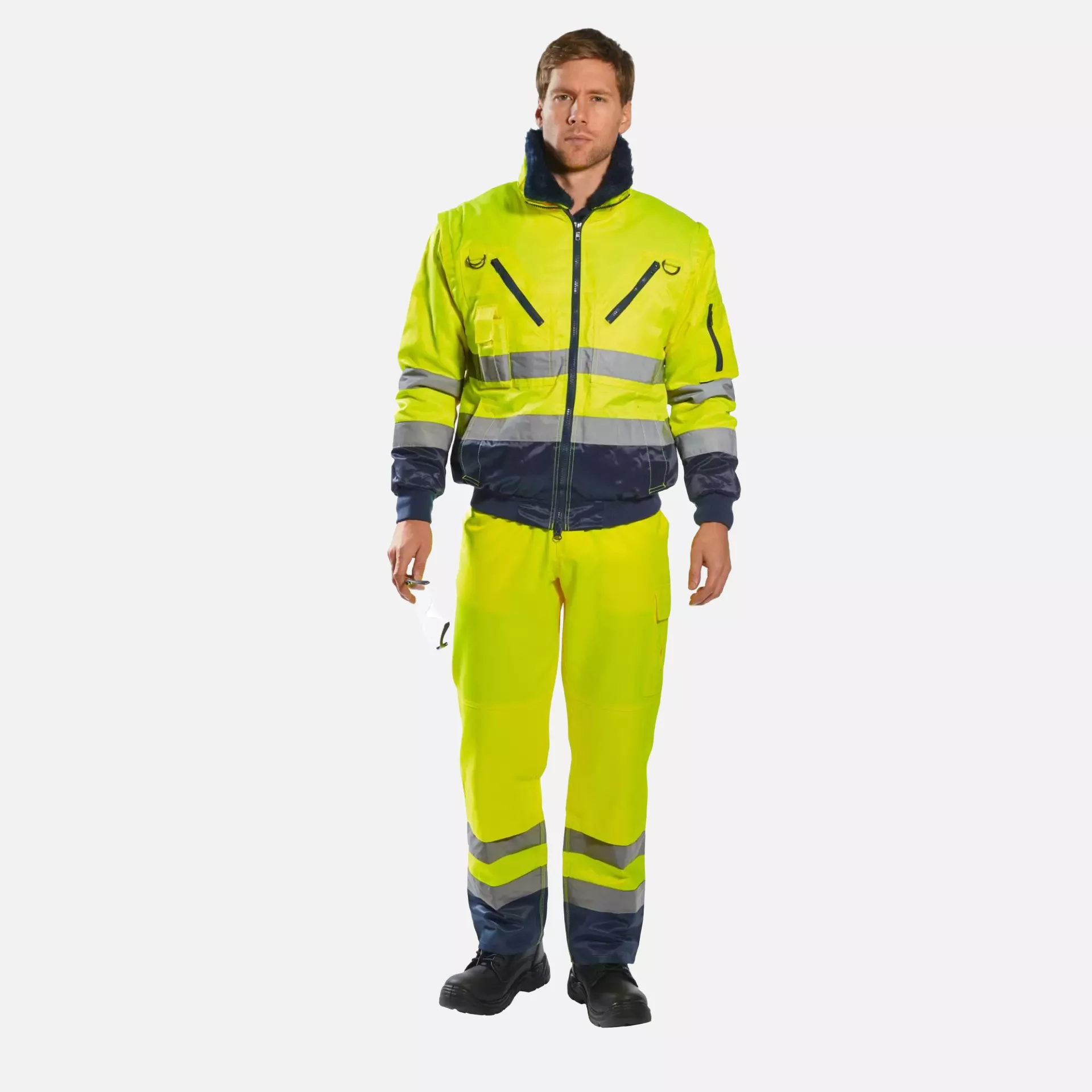 Portwest PJ50ONR, Hi-Vis 3-in-1 Contrast Pilot Jacket, Orange/Navy, image 3