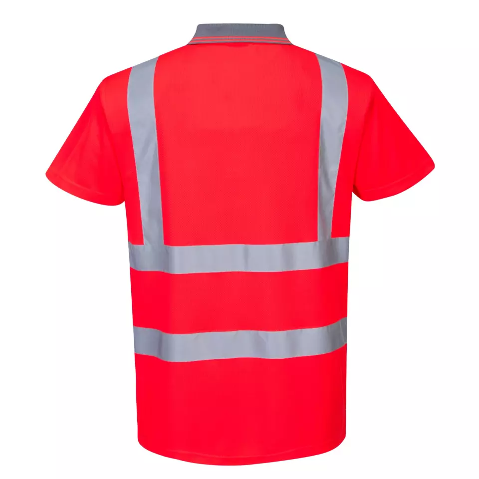 Portwest S477RER, Hi-Vis Polo Shirt S/S, Red, image 2, gallery thumbnail