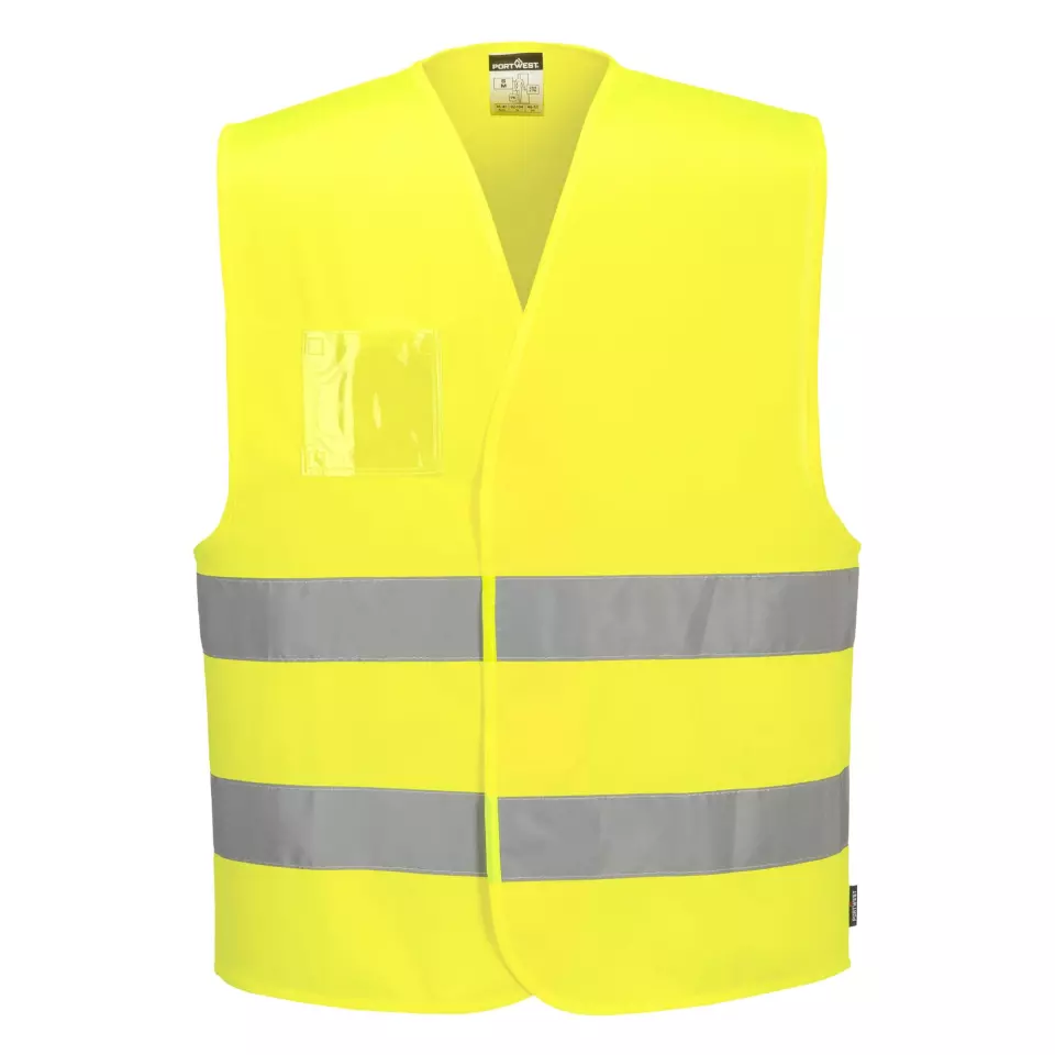Portwest C475YER, Hi-Vis Two Band Dual ID Holder Vest, Yellow, image 1, gallery thumbnail