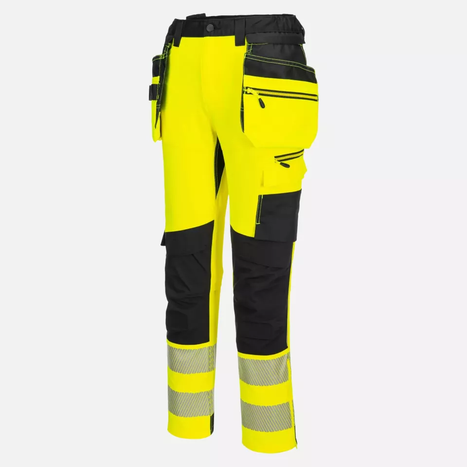 Portwest DX454YBR, DX4 Hi-Vis Detachable Holster Pocket Craft Trousers, Yellow/Black, image 4, gallery thumbnail