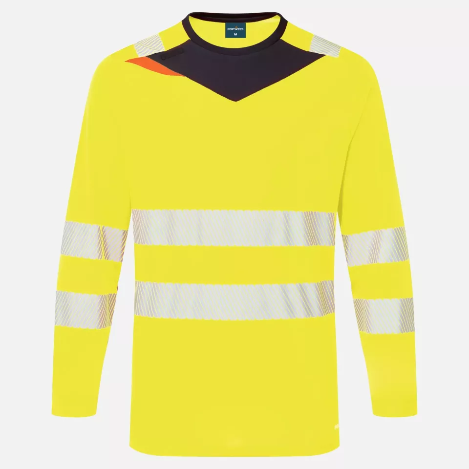 Portwest DX416YBR, DX4 Hi-Vis T-Shirt L/S, Yellow/Black, image 1, gallery thumbnail