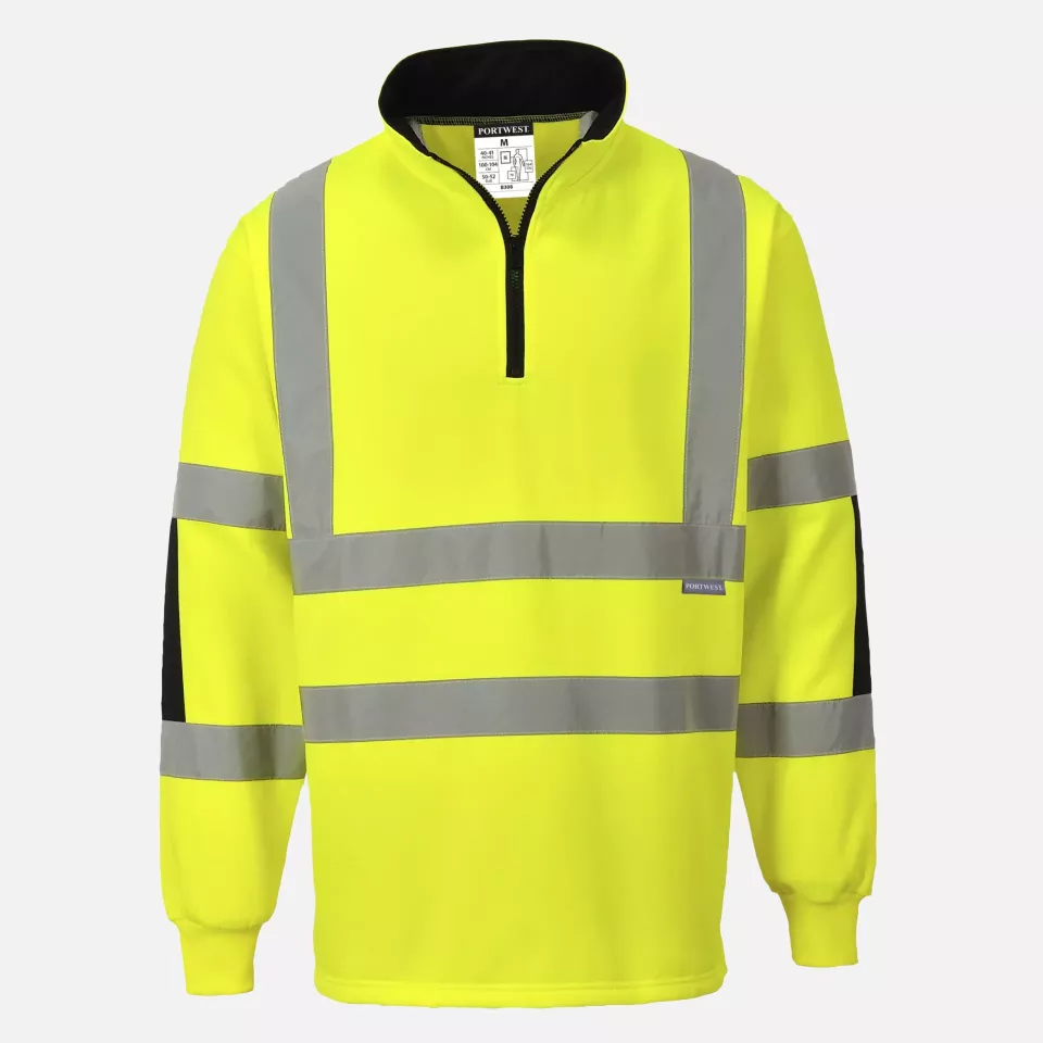 Portwest B308YER, Xenon Hi-Vis Rugby Shirt, Yellow, image 1, gallery thumbnail