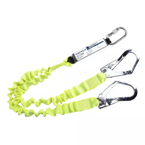 Portwest Double Elasticated 1.8m Lanyard With Shock Absorber, Yellow