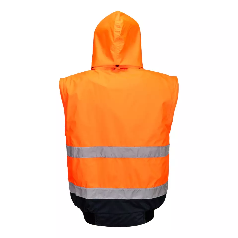 Portwest C465ONR, Hi-Vis 3-in-1 Contrast Bomber Jacket, Orange/Navy, image 4, gallery thumbnail