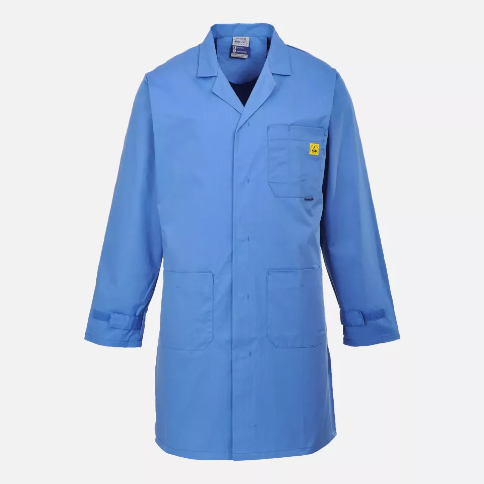 Portwest AS10HBR, Anti-Static ESD Coat, Hamilton Blue, image 1, gallery thumbnail