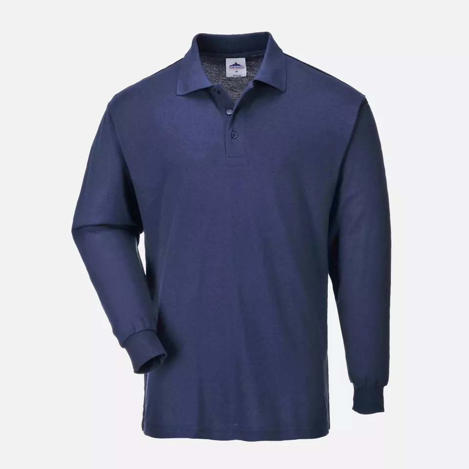Portwest B212NAR, Genoa Long Sleeved Polo Shirt, Navy, image 1, gallery thumbnail