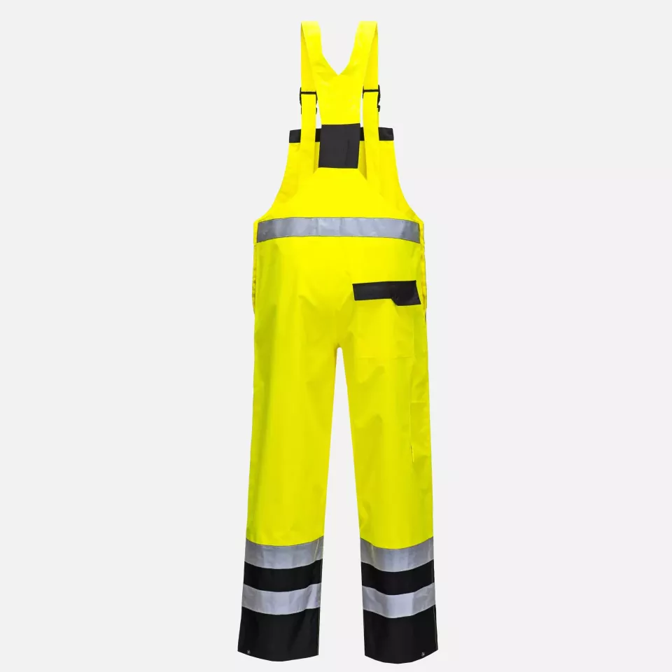 Portwest S488YBR, Hi-Vis Breathable Contrast Rain Bib and Brace, Yellow/Black, image 2, gallery thumbnail