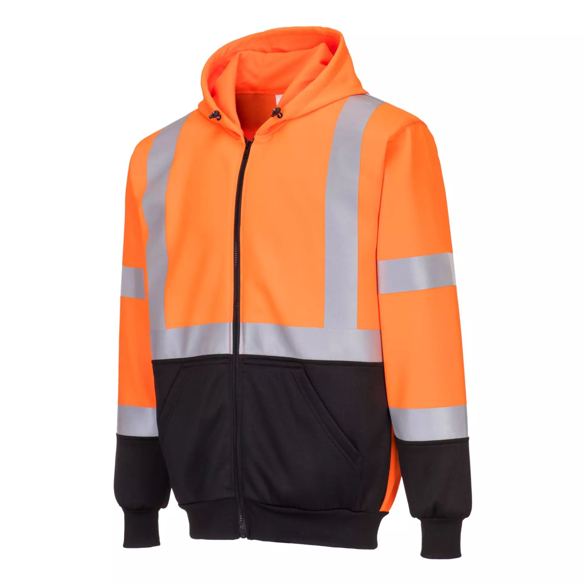 Portwest B315OBR, Hi-Vis Contrast Zipped Hoodie, Orange/Black, image 3