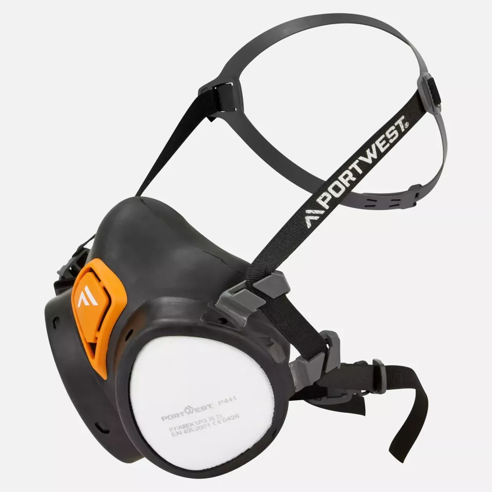 Portwest P441BKR, ABEK1P3 Ready to use Half Mask, Black, image 2, gallery thumbnail