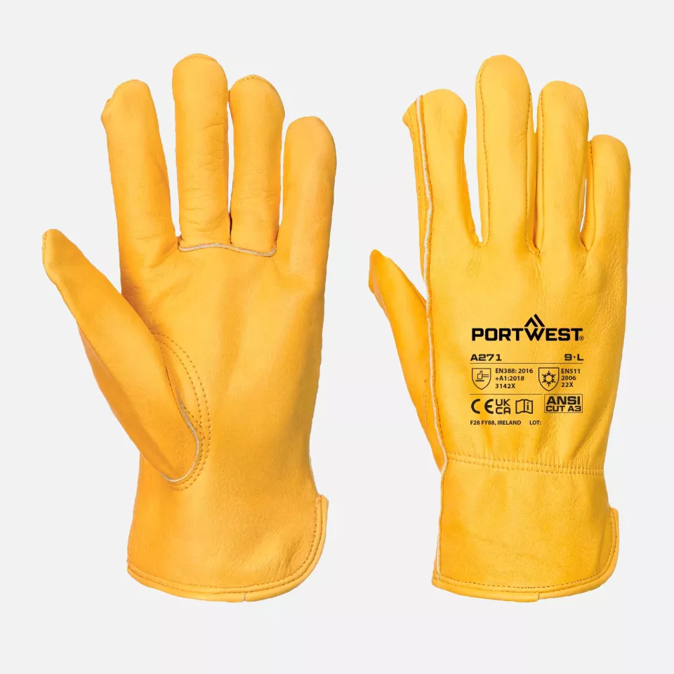 Portwest A271TAR, Lined Driver Glove, Tan, image 3, gallery thumbnail