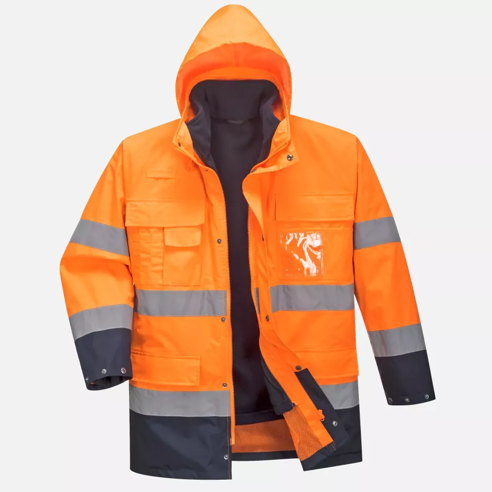Portwest S162ONR, Hi-Vis 3-in-1 Contrast Lite Jacket, Orange/Navy, image 1, gallery thumbnail