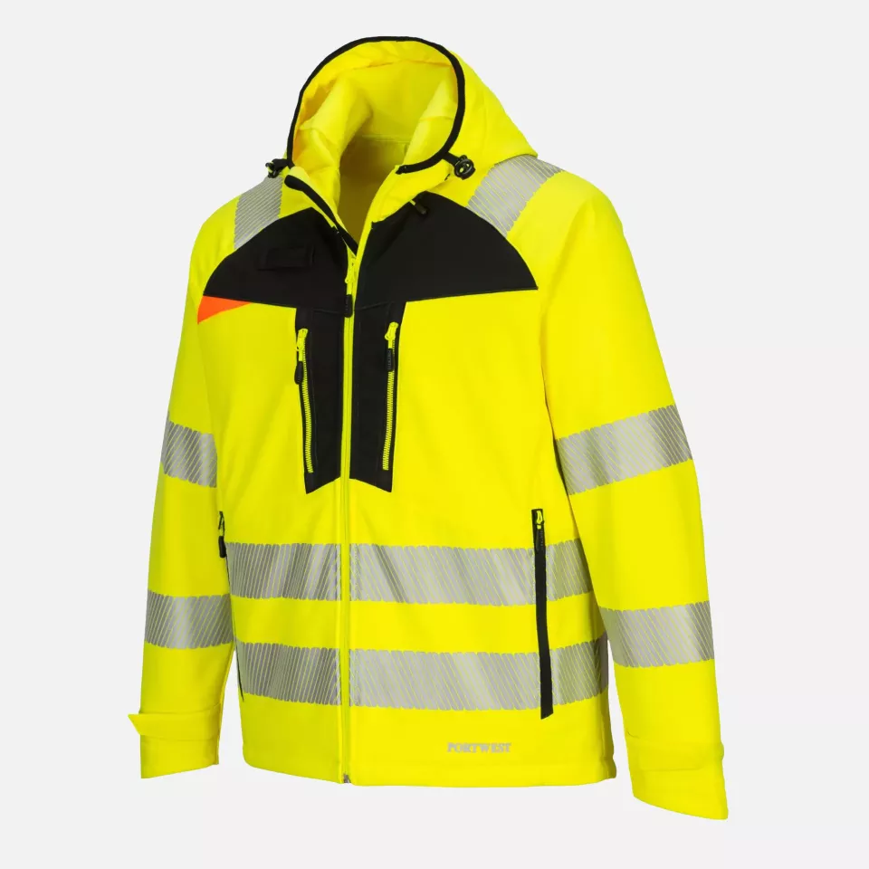 Portwest DX475YBR, DX4 Hi-Vis Softshell (3L), Yellow/Black, image 1, gallery thumbnail