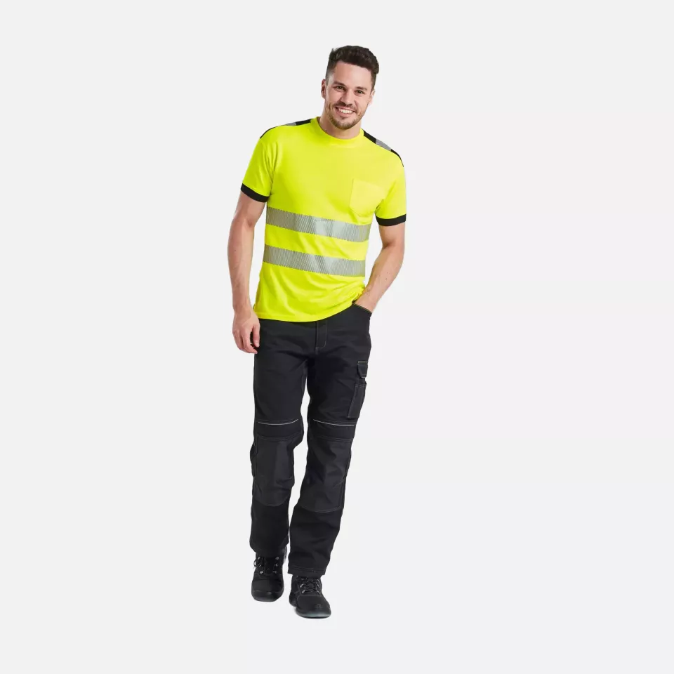 Portwest T181YBR, PW3 Hi-Vis Cotton Comfort T-Shirt S/S, Yellow/Black, image 3, gallery thumbnail