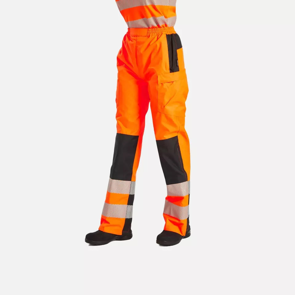 Portwest PW386OBR, PW3 Hi-Vis Women's Rain Trousers, Orange/Black, image 7, gallery thumbnail