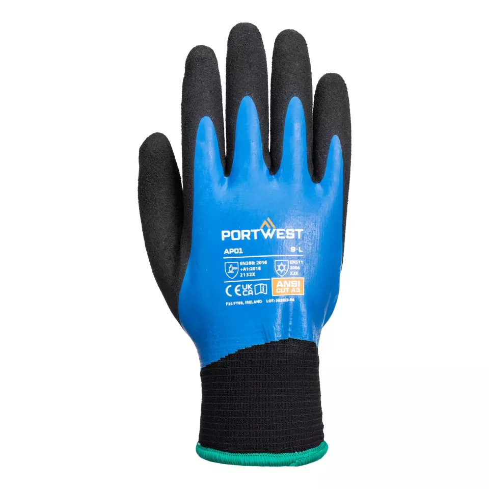 Portwest AP01B8R, Thermo Pro Glove, Blue/Black, image 3, gallery thumbnail