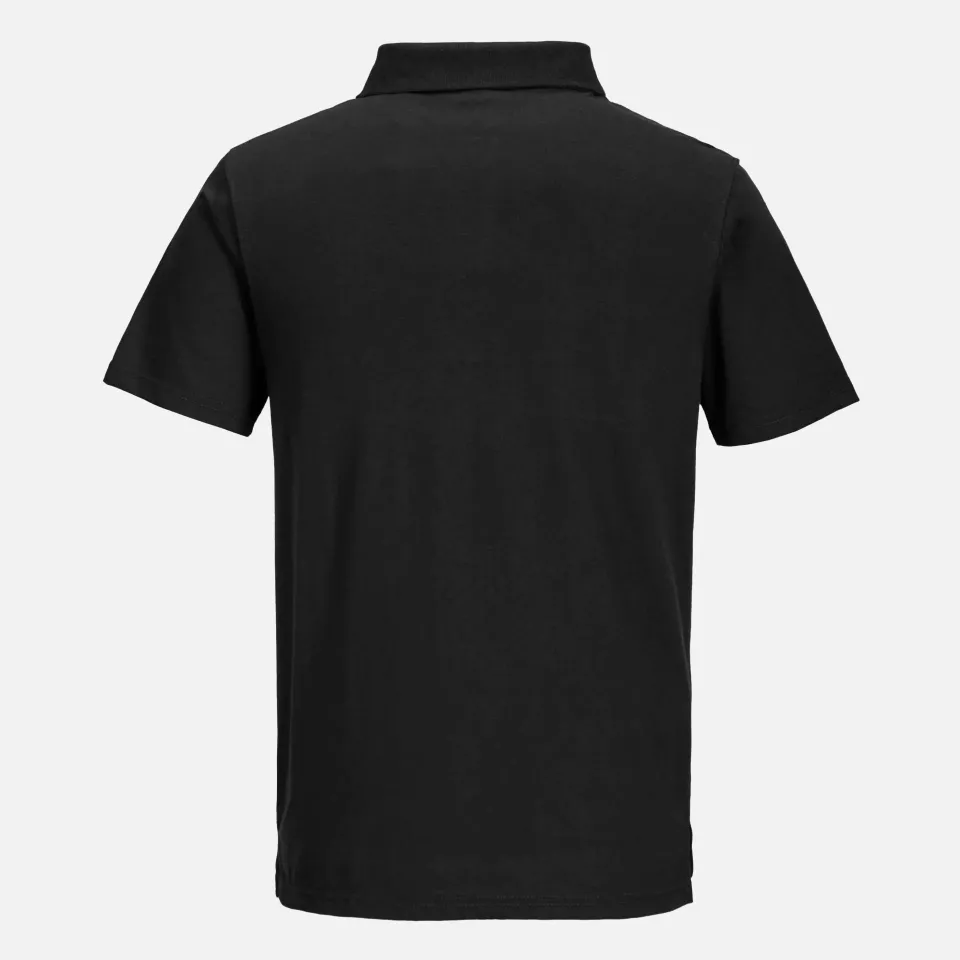 Portwest L210BKR, Lightweight Jersey Polo Shirt, Black, image 2, gallery thumbnail
