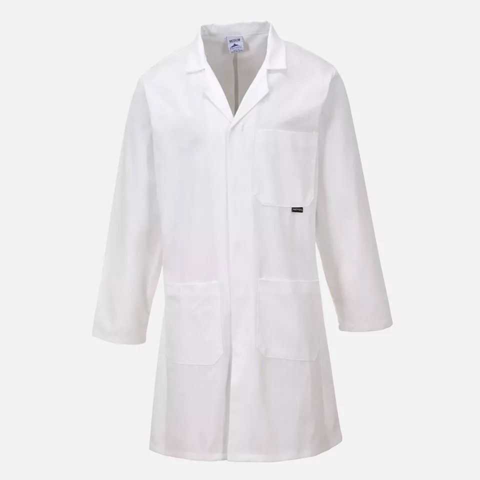 Portwest C851WHR, Standard Cotton Coat, White, image 1, gallery thumbnail