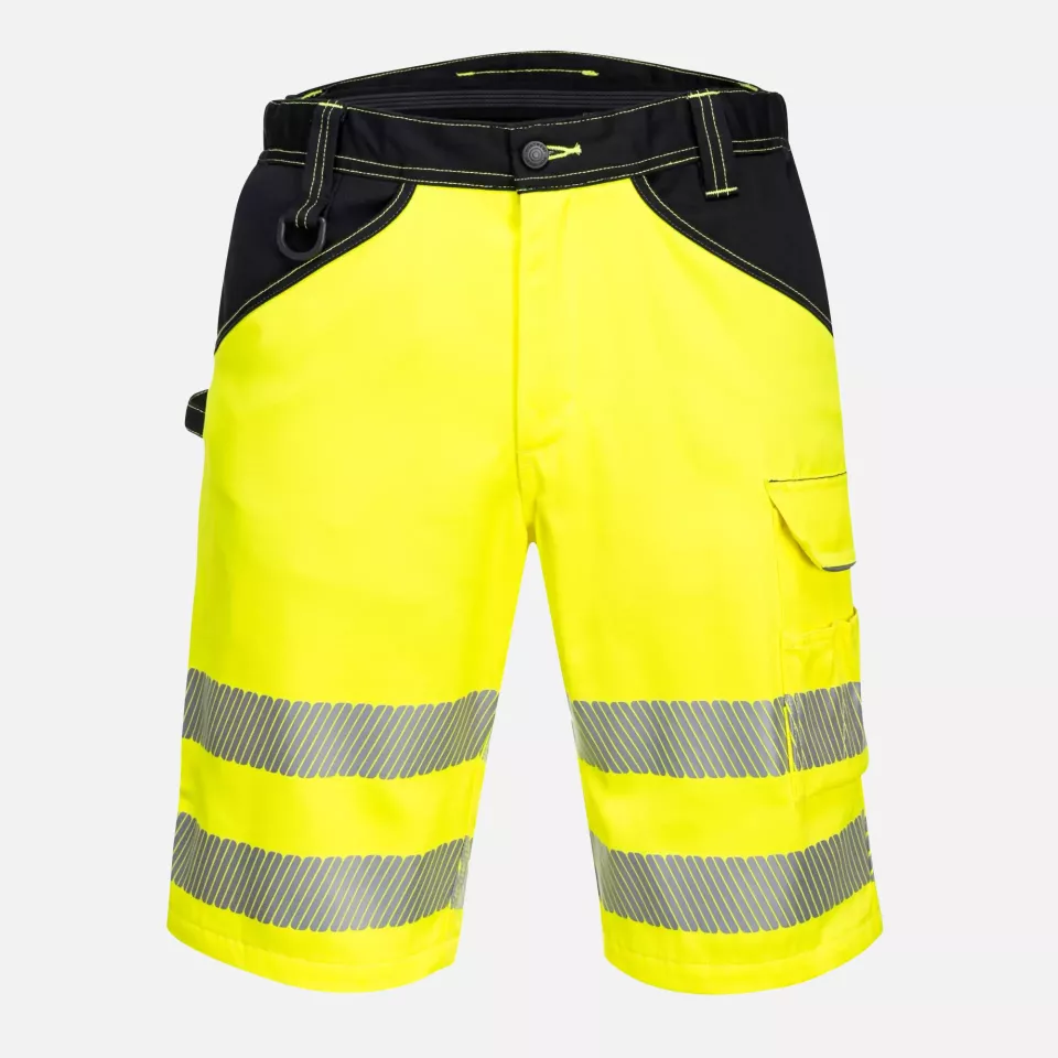 Portwest PW348YBR, PW3 Hi-Vis Shorts, Yellow/Black, image 1, gallery thumbnail