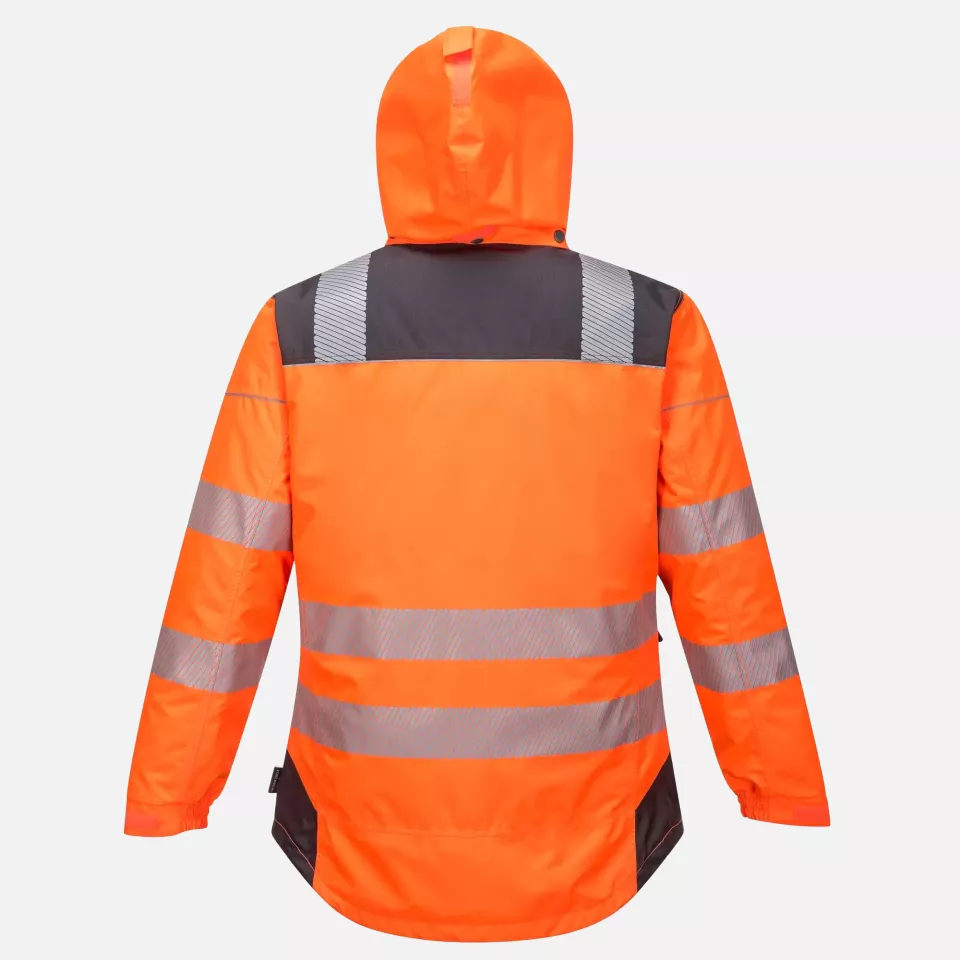 Portwest T400OGY, PW3 Hi-Vis Winter Jacket, Orange/Grey, image 2, gallery thumbnail