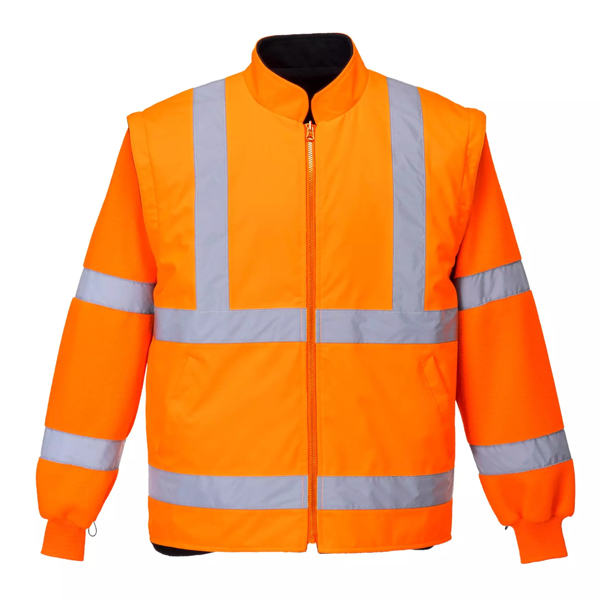 Portwest S766ONR, Hi-Vis 5-in-1 Contrast Essential Jacket, Orange/Navy, image 2