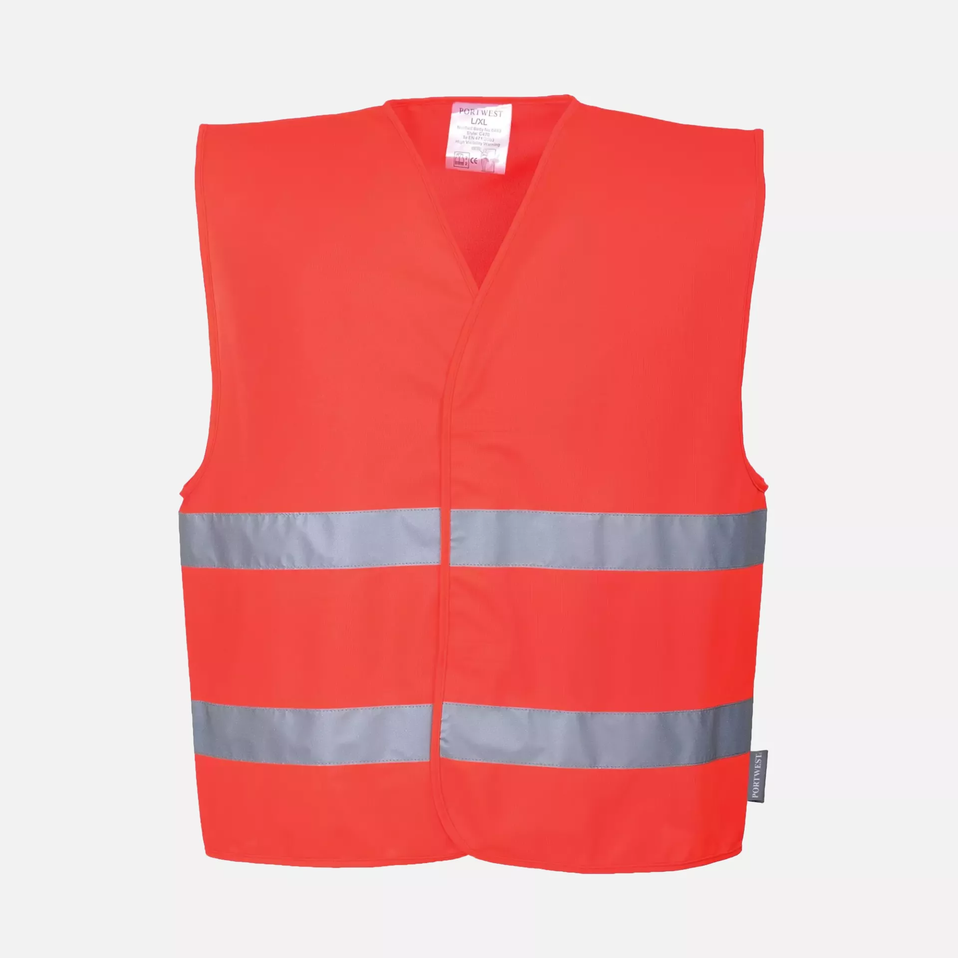 Portwest C474RER, Hi-Vis Two Band Vest, Red, image 1